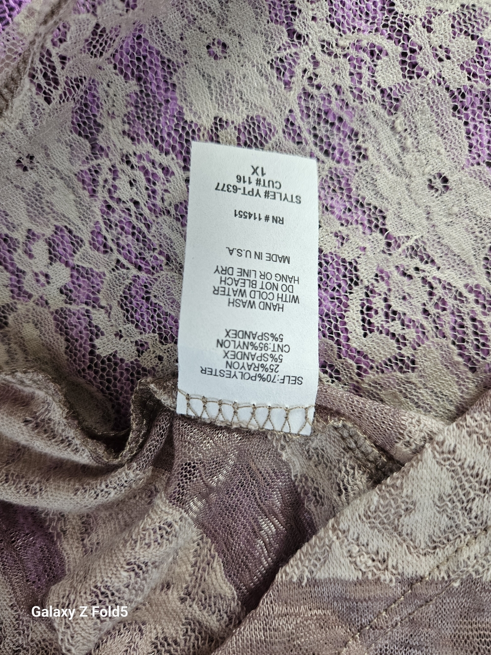 Plus Lace-Yoke Diagonal Stripe Tunic Top - Lavender - Picture 8 of 9